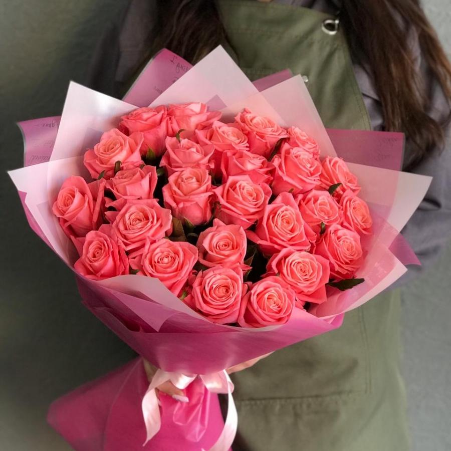 Розовые розы 50 см 25 шт. (Россия) (код  347985)