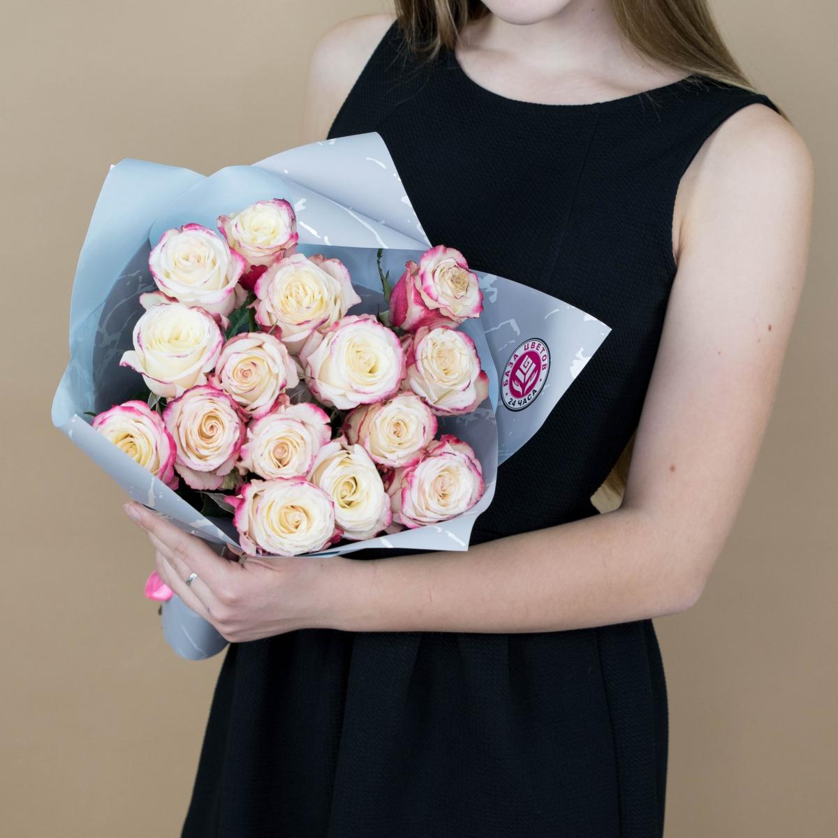 Розы красно-белые (40 см) Эквадор артикул букета  513ulan