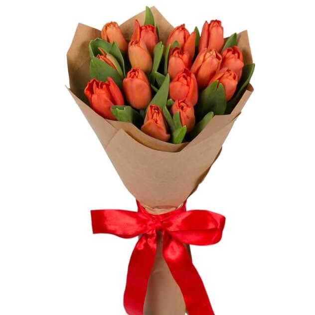 Букет красных тюльпанов 15 шт код  148428